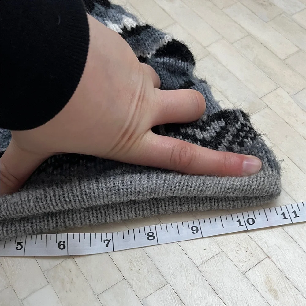 Cozy Knit 100% Alpaca Warm Kids Hat - Gray and Black